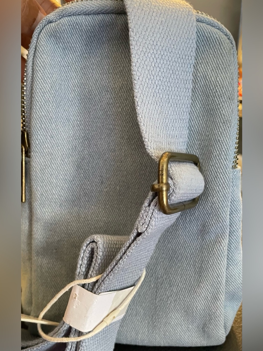 Light Blue Canvas Crossbody Bag
